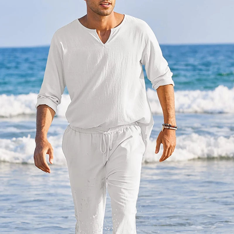 LinoSet – Men's 2-Piece Cotton Linen Loungewear