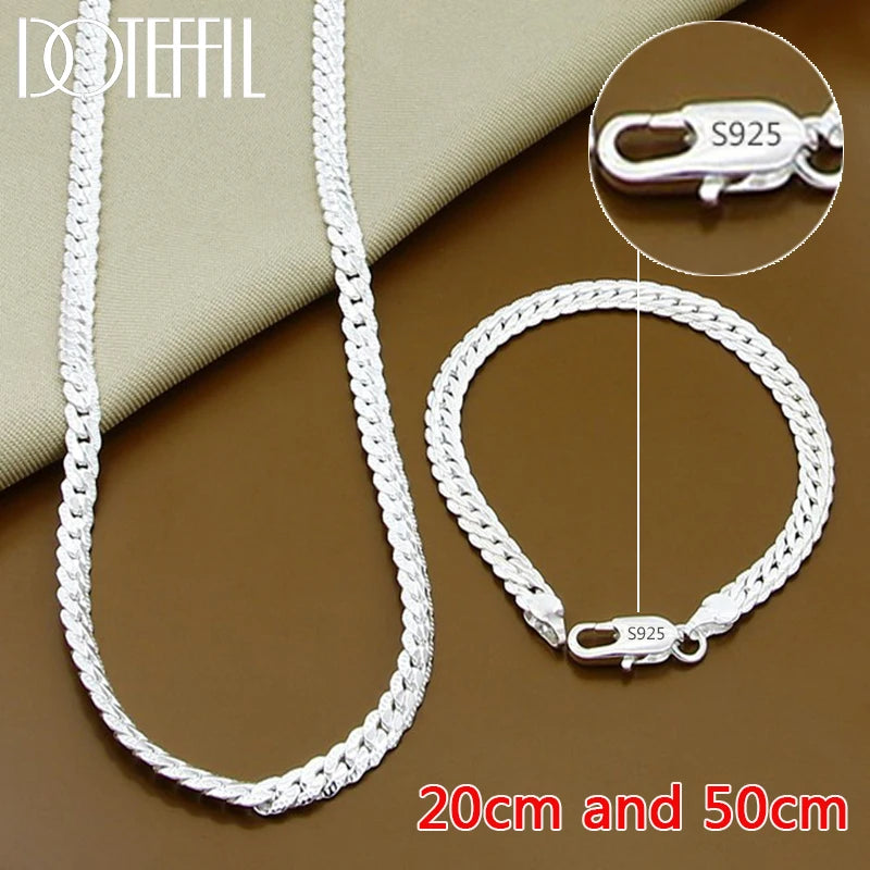 DOTEFFIL SilverSide – 925 Sterling Silver Chain Necklace & Bracelet