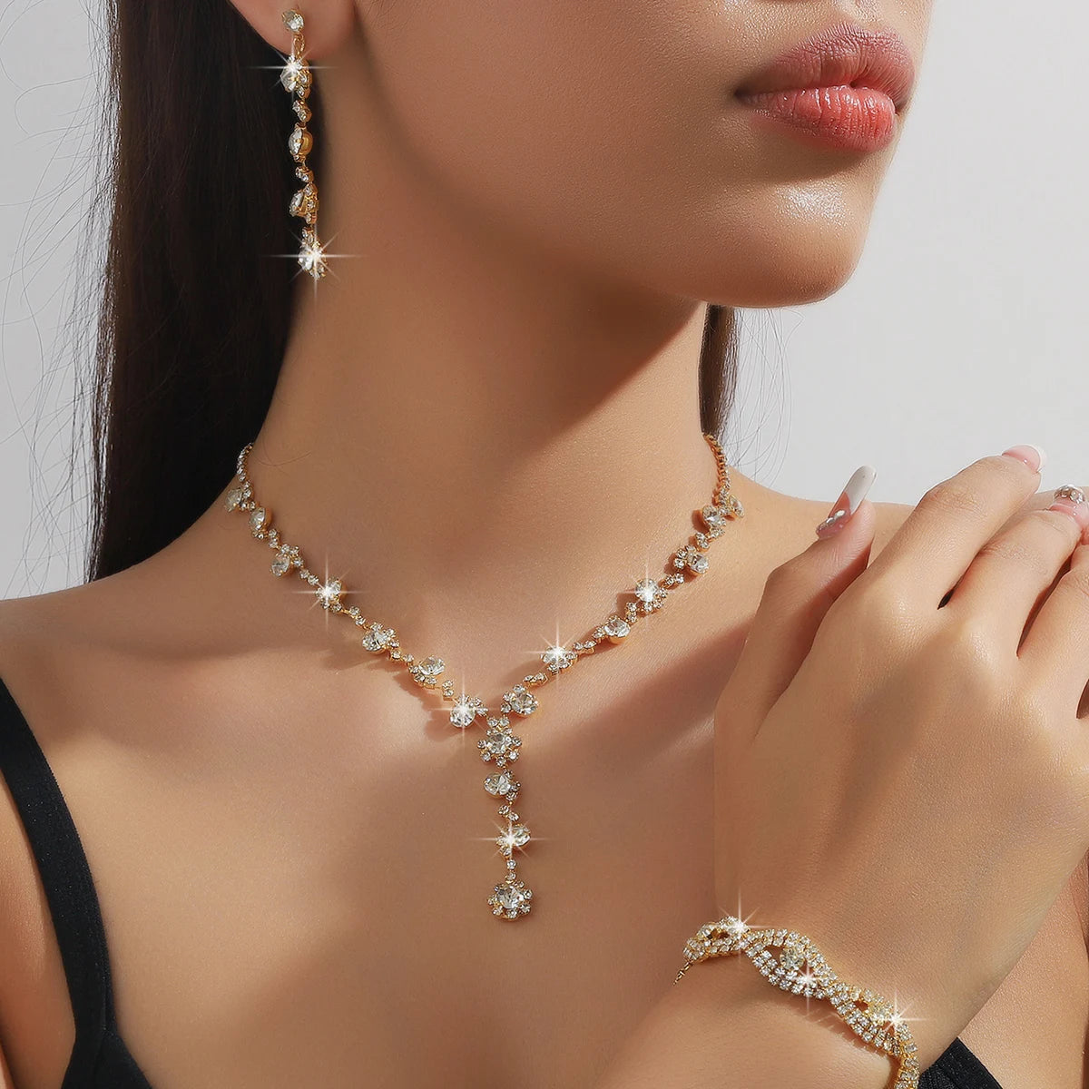 Sunflower Jewelry Set – 4PC Copper Claw Chain Necklace, Earrings, Bracelet for Women