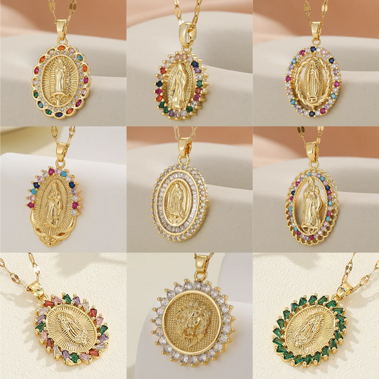 Santa Maria Micro-Inlaid Zircon Necklace – Colorful Religious Fashion Jewelry