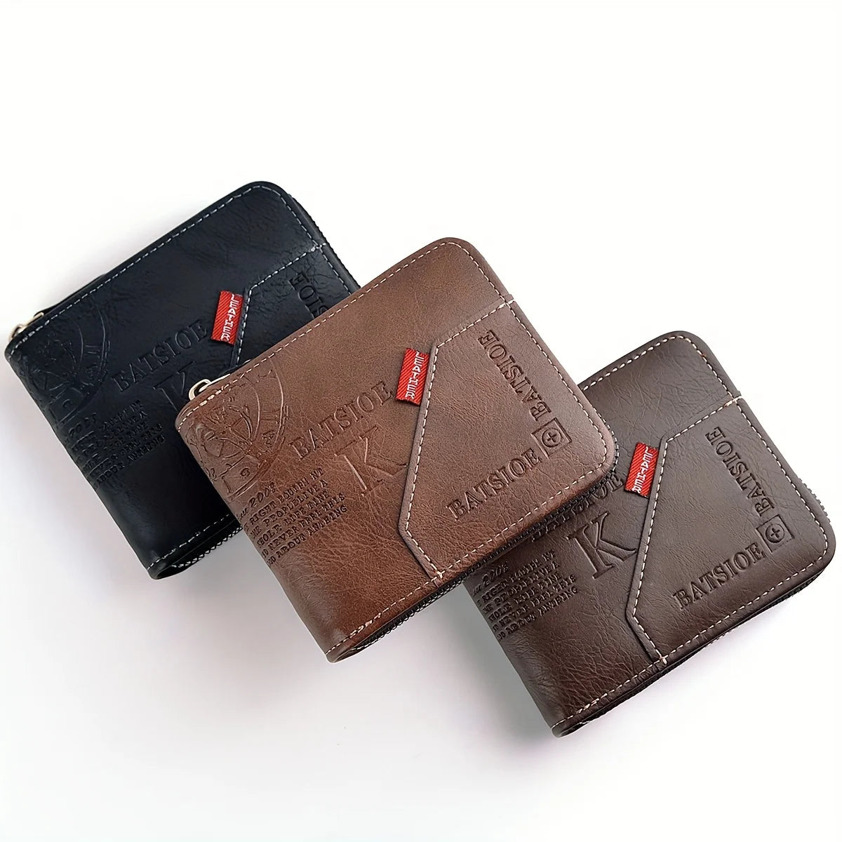 Men’s PU Wax Oil Skin Zipper Wallet – Coin & Card Holder Purse