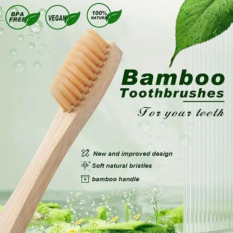 Bamboo Toothbrush – Soft Bristles for Sensitive Teeth (5pcs)