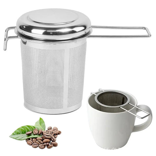 Tea Strainer – 304 Stainless Steel Brewer with Lid & Handles