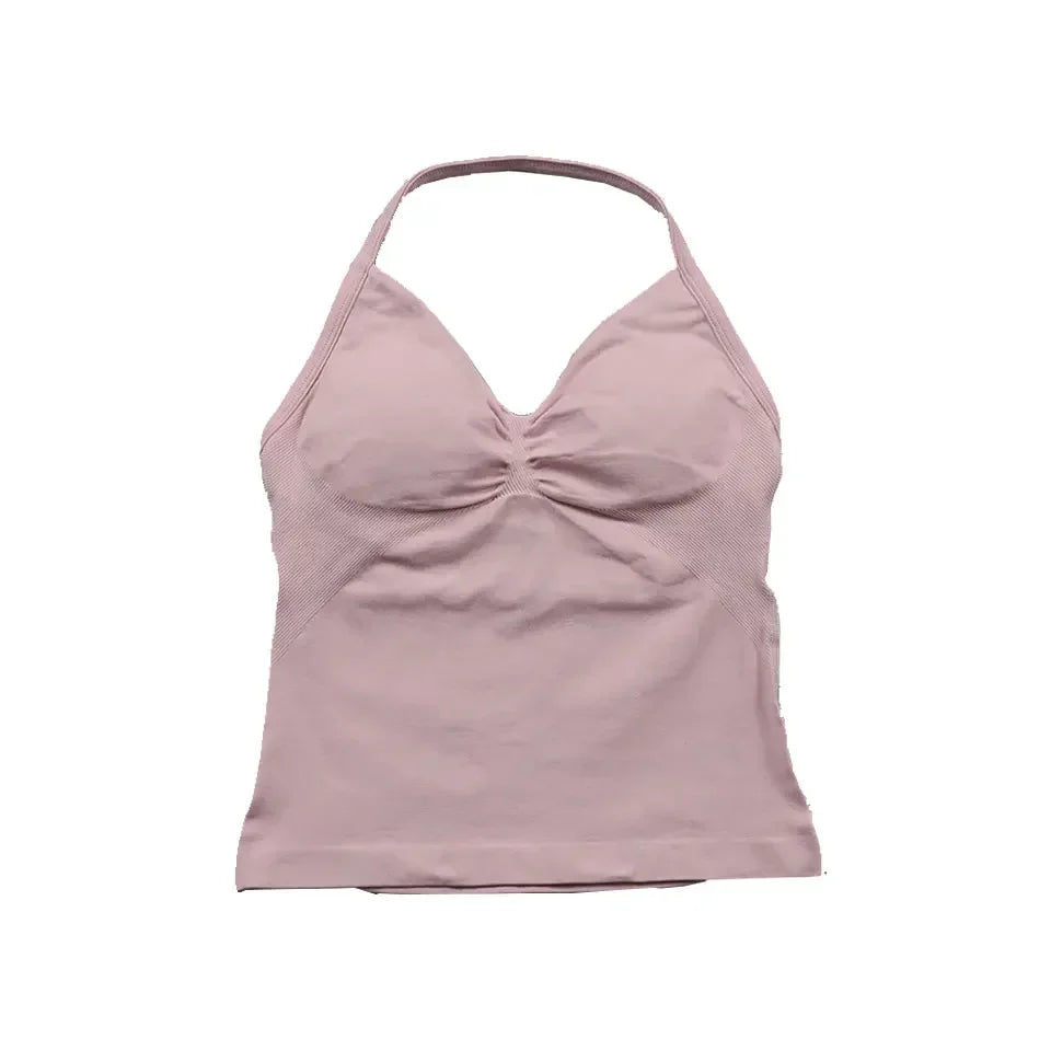 Impact Strappy Longline Yoga Top – Seamless, Backless, Built-In Bra