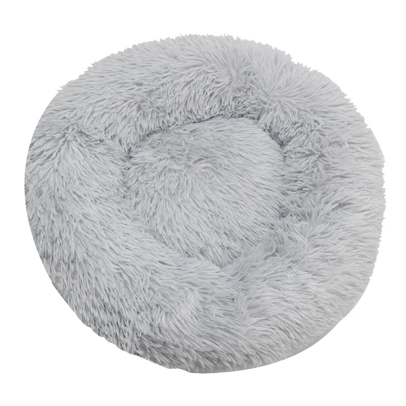 Round Plush Dog & Cat Bed – Winter Warm, Washable Pet Sofa for All Sizes