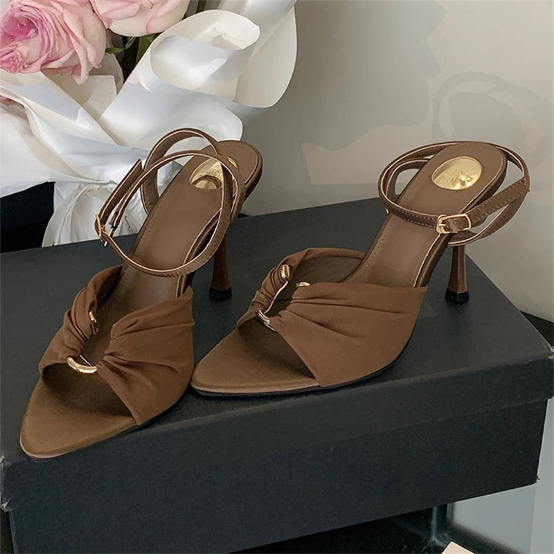 Aneikeh Luxe 2025 – Pleated Strap Pointed Toe Mules