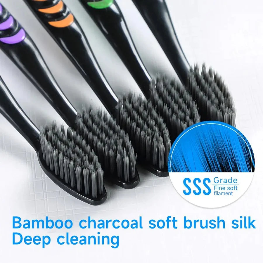 Toothbrush – Soft Charcoal Bristles for Travel & Family (10–20pcs)