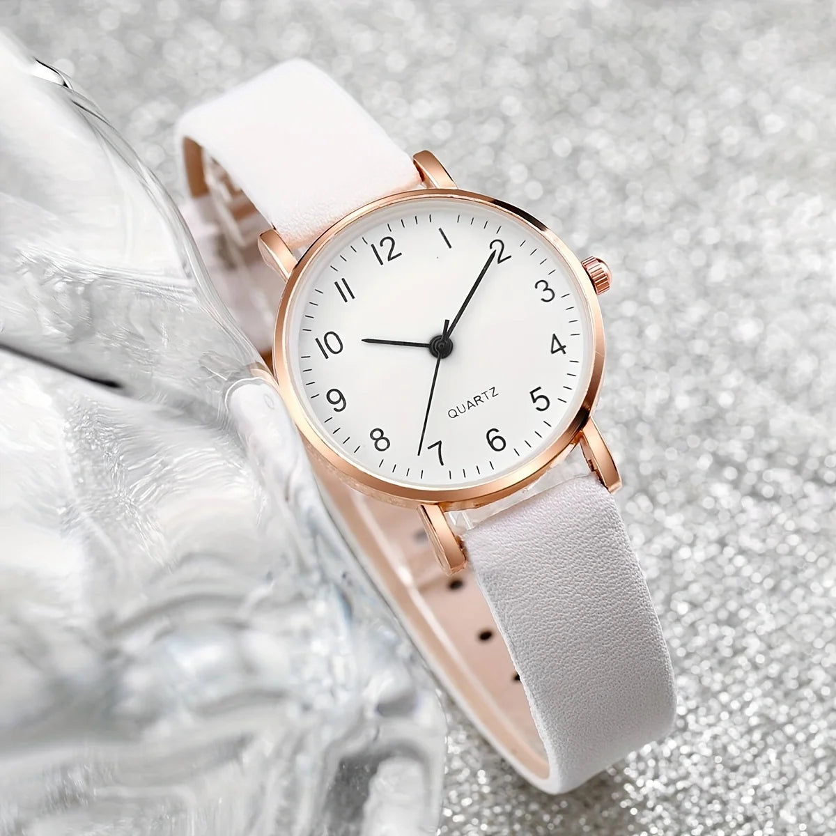 Women's Arabic Dial Watch & Butterfly Jewelry Set – PU Leather Strap