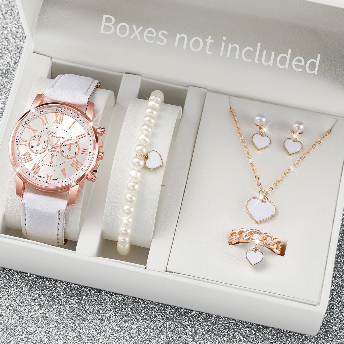 LoveTime – 5/6PCS Women's Leather Watch & Jewelry Set