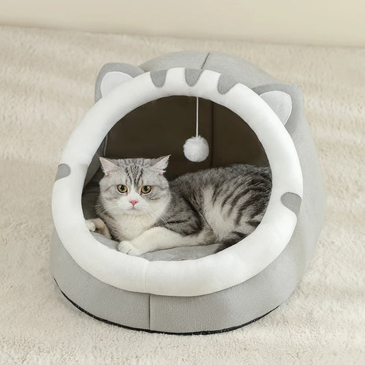Super Warm Cat Cave Bed – Enclosed Kitten & Small Dog Tent with Soft Cushion