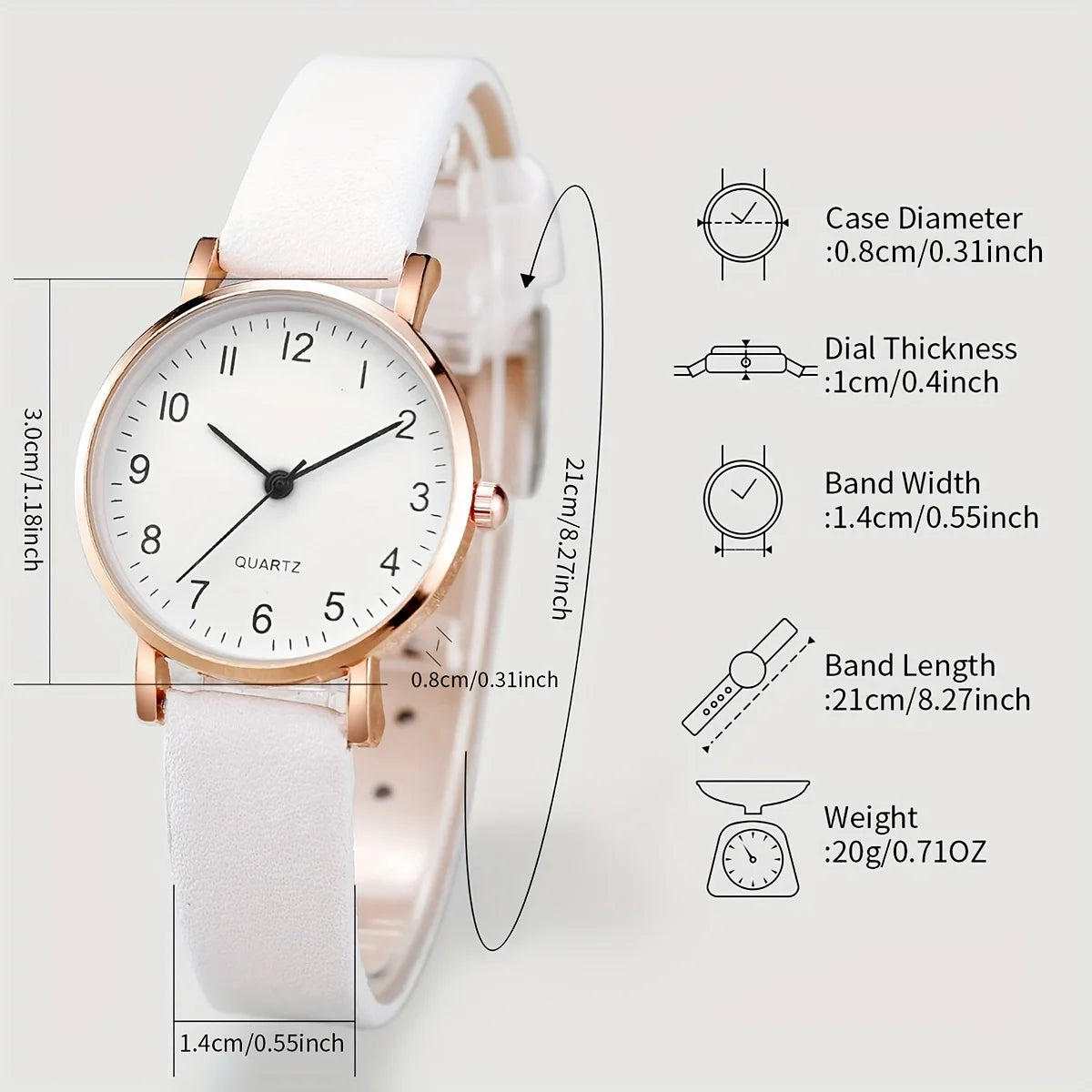 Women's Arabic Dial Watch & Butterfly Jewelry Set – PU Leather Strap