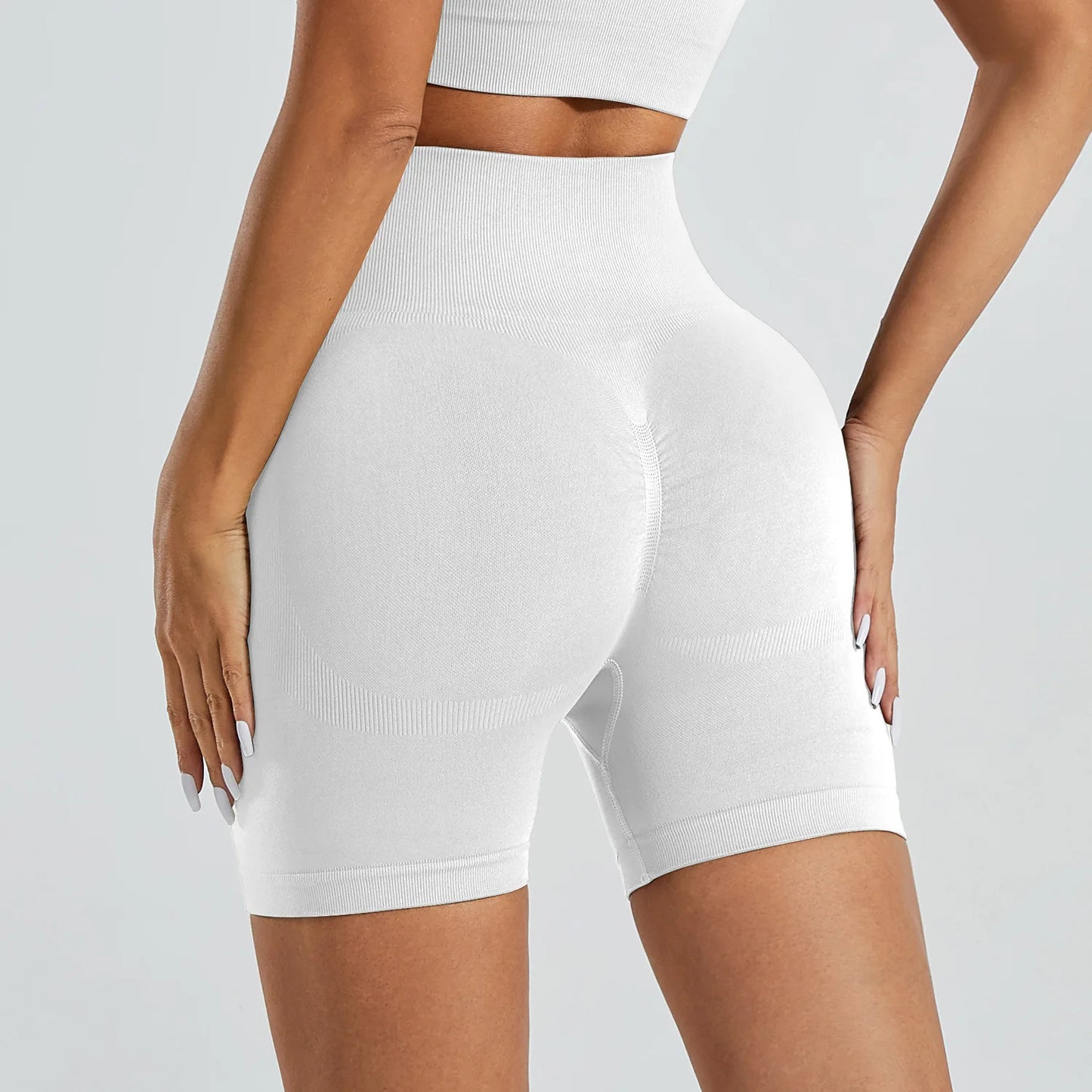 SculptFit Summer High Waist Yoga Shorts – Solid Color, Stylish & Supportive Fitness Bottoms