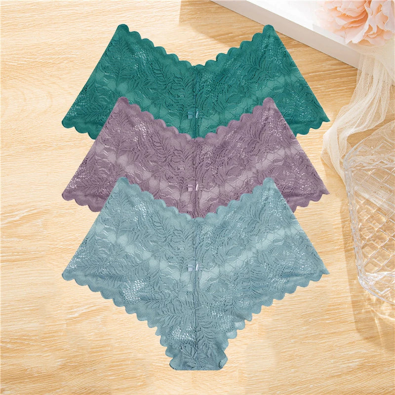 LaceBliss – 3PCS Women's Floral Lace Boyshort Panties Set