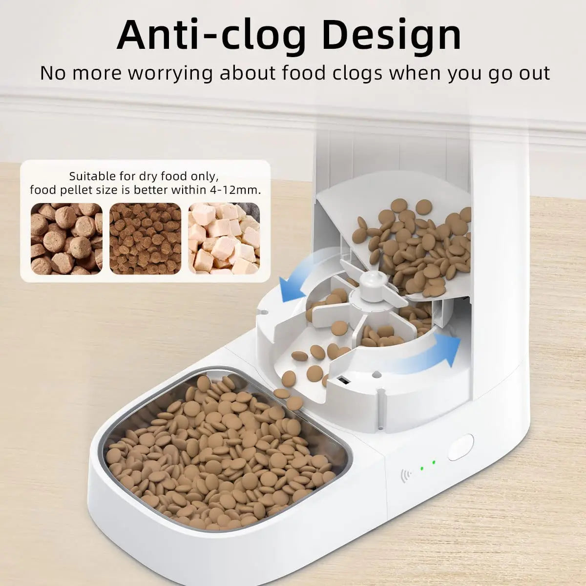 ROJECO Smart WiFi Automatic Pet Feeder – App-Controlled Food Dispenser for Cats & Dogs
