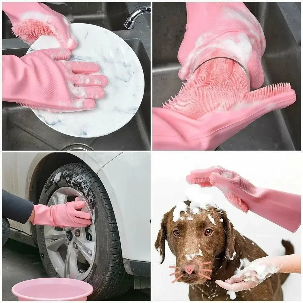 Silicone Gloves – Magic Dishwashing Gloves with Scrubber