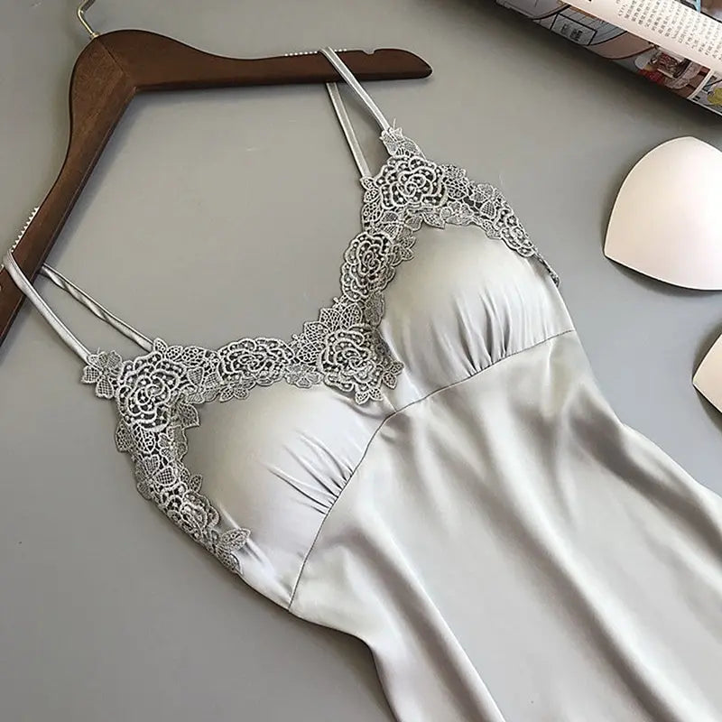 Sexy Women’s Silk Suspender Nightdress – Ice Silk Satin