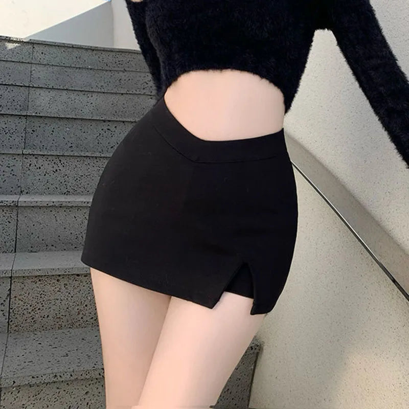 NightSlit – Women's Black High Waist Split Mini Skirt