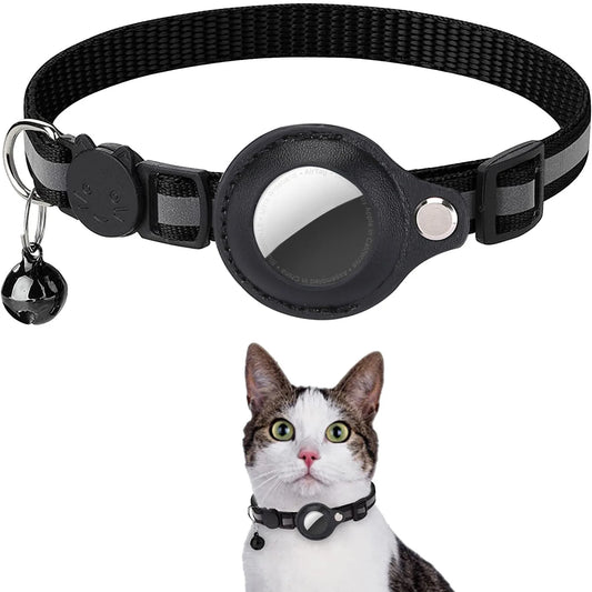 Cat Collar with AirTag Holder – Adjustable, Reflective, Waterproof with Bell