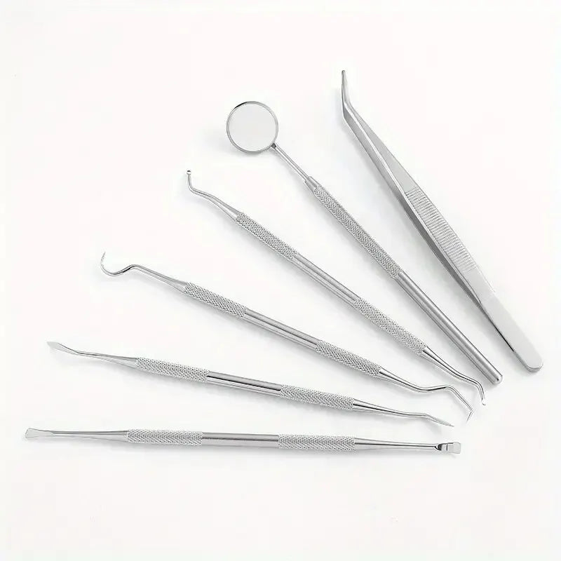 Stainless Steel Dental Care Kit – Flossing, Tartar Removal & Oral Mirror Set