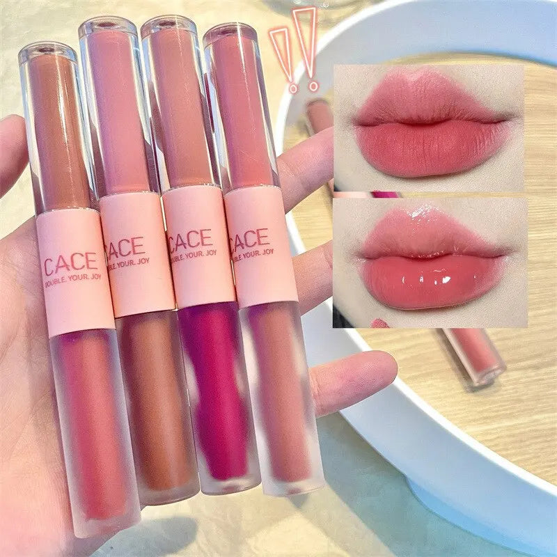 Double-End Lip Glaze – Mirror Gloss & Matte Velvet Duo
