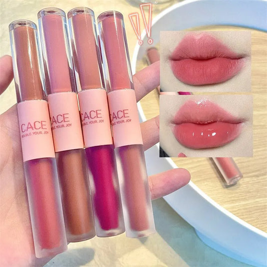 Double-End Lip Glaze – Mirror Gloss & Matte Velvet Duo