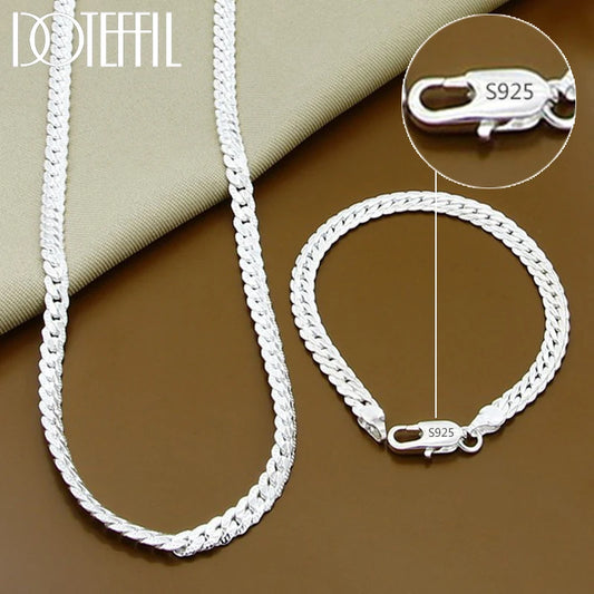 DOTEFFIL SilverSide – 925 Sterling Silver Chain Necklace & Bracelet