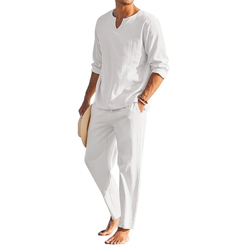LinoSet – Men's 2-Piece Cotton Linen Loungewear