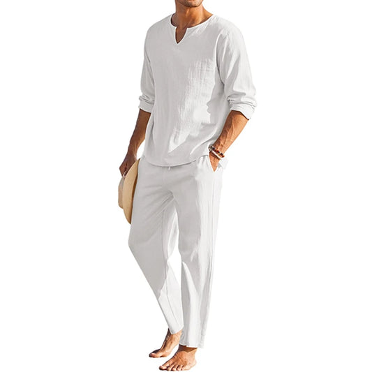 LinoSet – Men's 2-Piece Cotton Linen Loungewear
