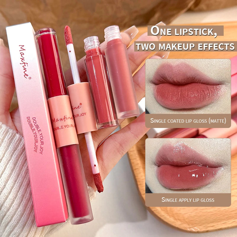 Double-End Lip Glaze – Mirror Gloss & Matte Velvet Duo