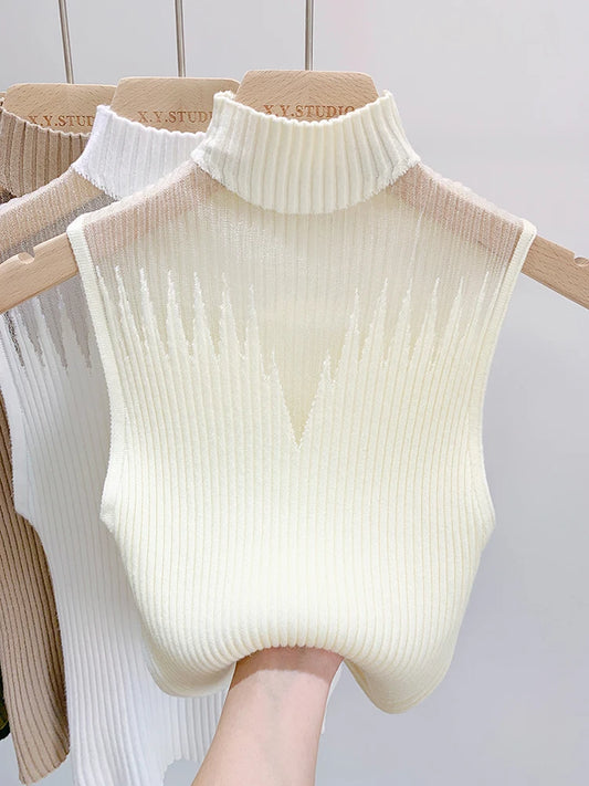 MeshMuse – Women's Y2K Cut-Out Knitted Tank Top