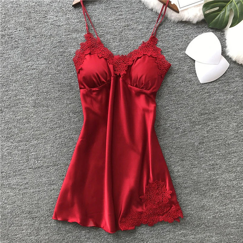Sexy Women’s Silk Suspender Nightdress – Ice Silk Satin