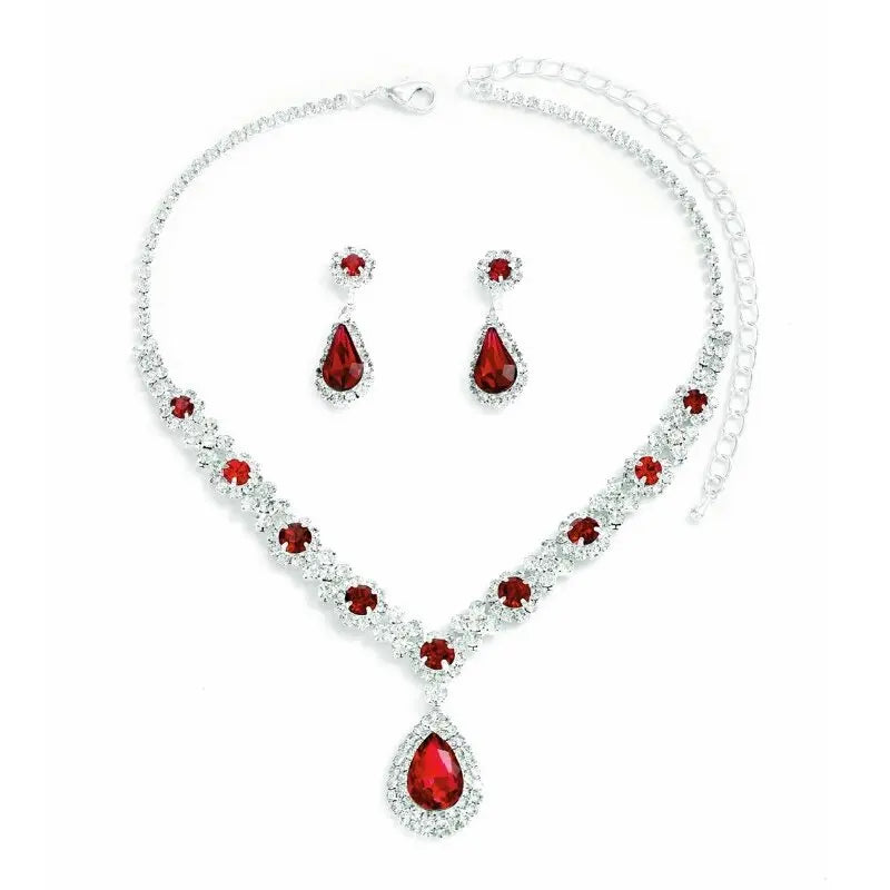 ✅ Elegant Crystal Jewelry Set – 3PCS Teardrop Necklace & Earrings