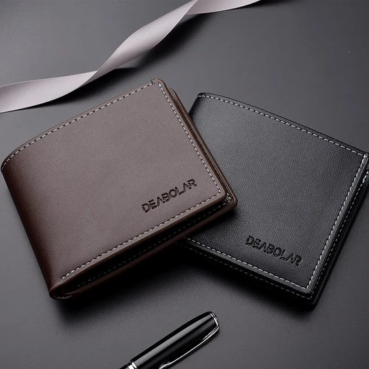 Men’s Slim PU Leather Folding Wallet – Thin Credit Card Holder