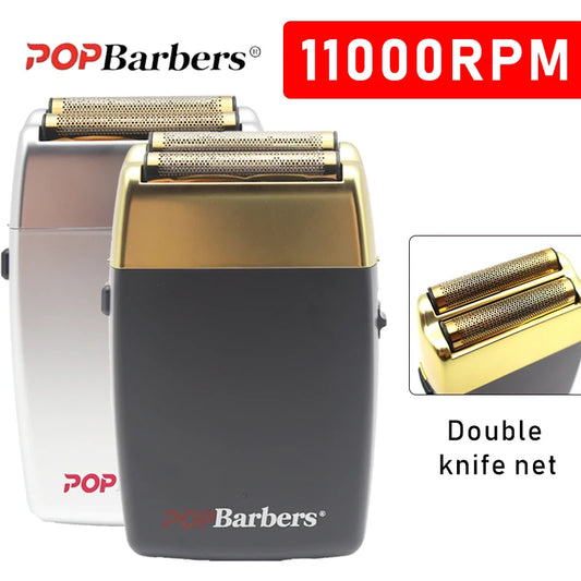 POP Barbers P620 Double Foil Electric Shaver – 11000 RPM USB Beard Trimmer for Men
