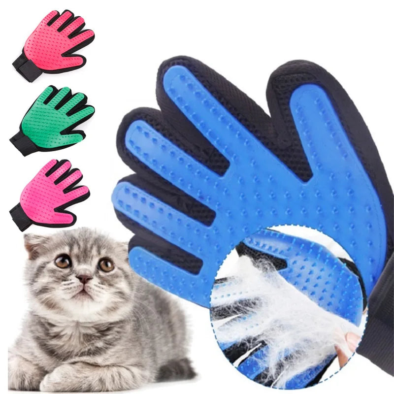 Silicone Pet Hair Remover Glove – Grooming & Bathing Brush for Cats & Dogs