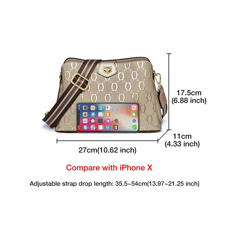 FOXER Luxe – Monogram Leather Shoulder Crossbody Bag