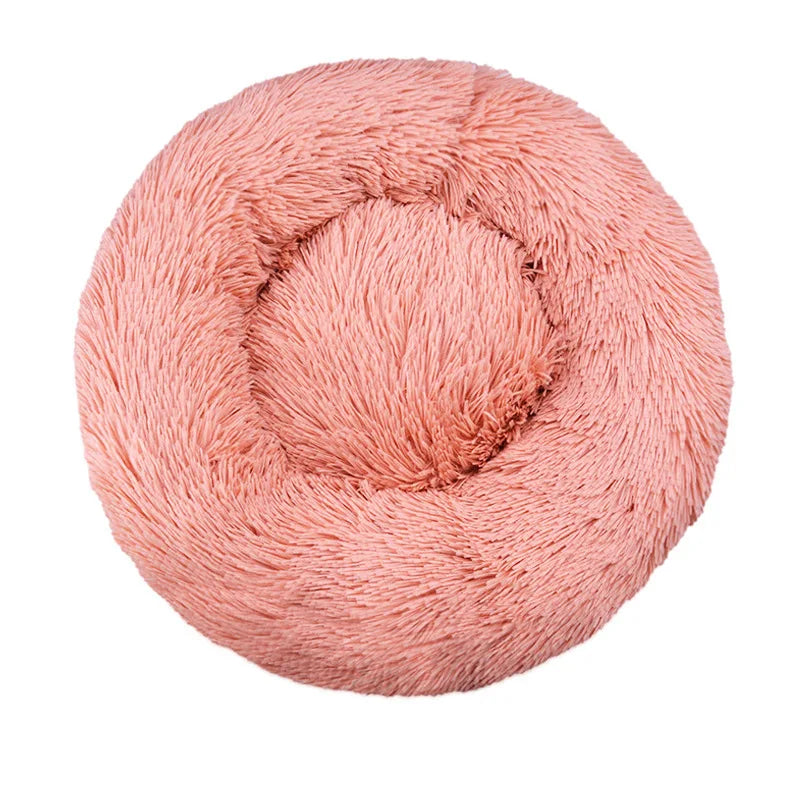 Round Plush Dog & Cat Bed – Winter Warm, Washable Pet Sofa for All Sizes