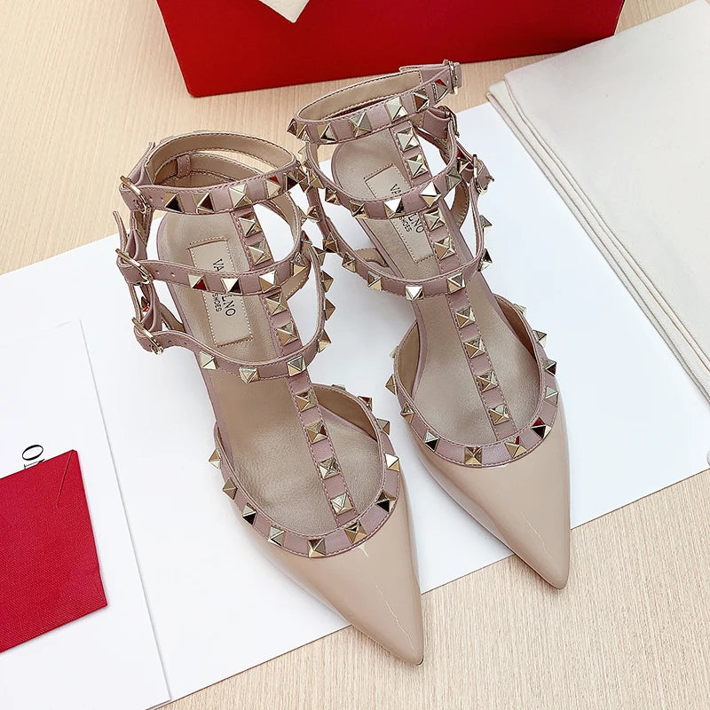 GladiGlam 2025 – Luxury Rivet High Heel Sandals