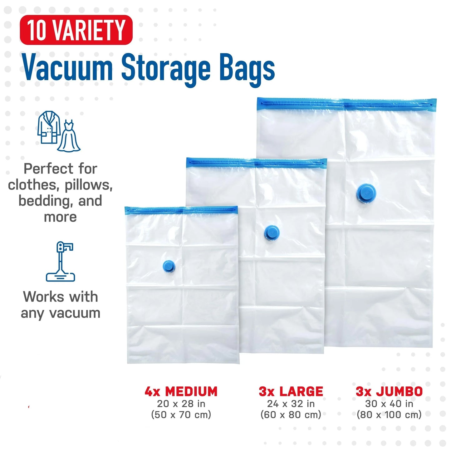 Vacuum Storage Bags for Clothes & Bedding – Space-Saving Organizer (Pump Not Included)