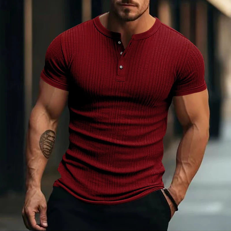 StripeEase – Knit Henley Tee for Men