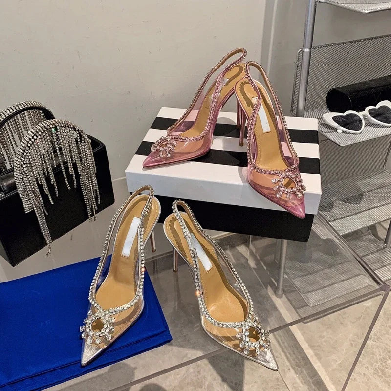 SunshineGlow 2025 – Rhinestone Sunflower Transparent Sandals