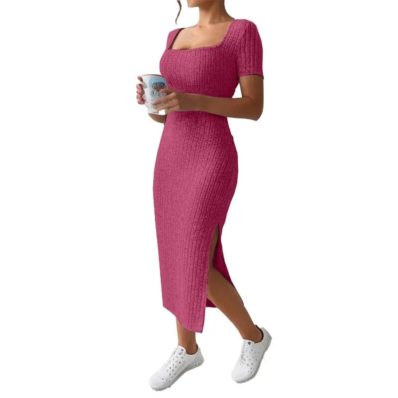 CurveKnit – Women's Summer Slit Bodycon Knit Dress