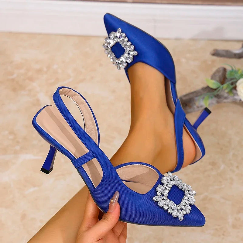 CrystalCharm – Square Buckle Thin Heel Pumps
