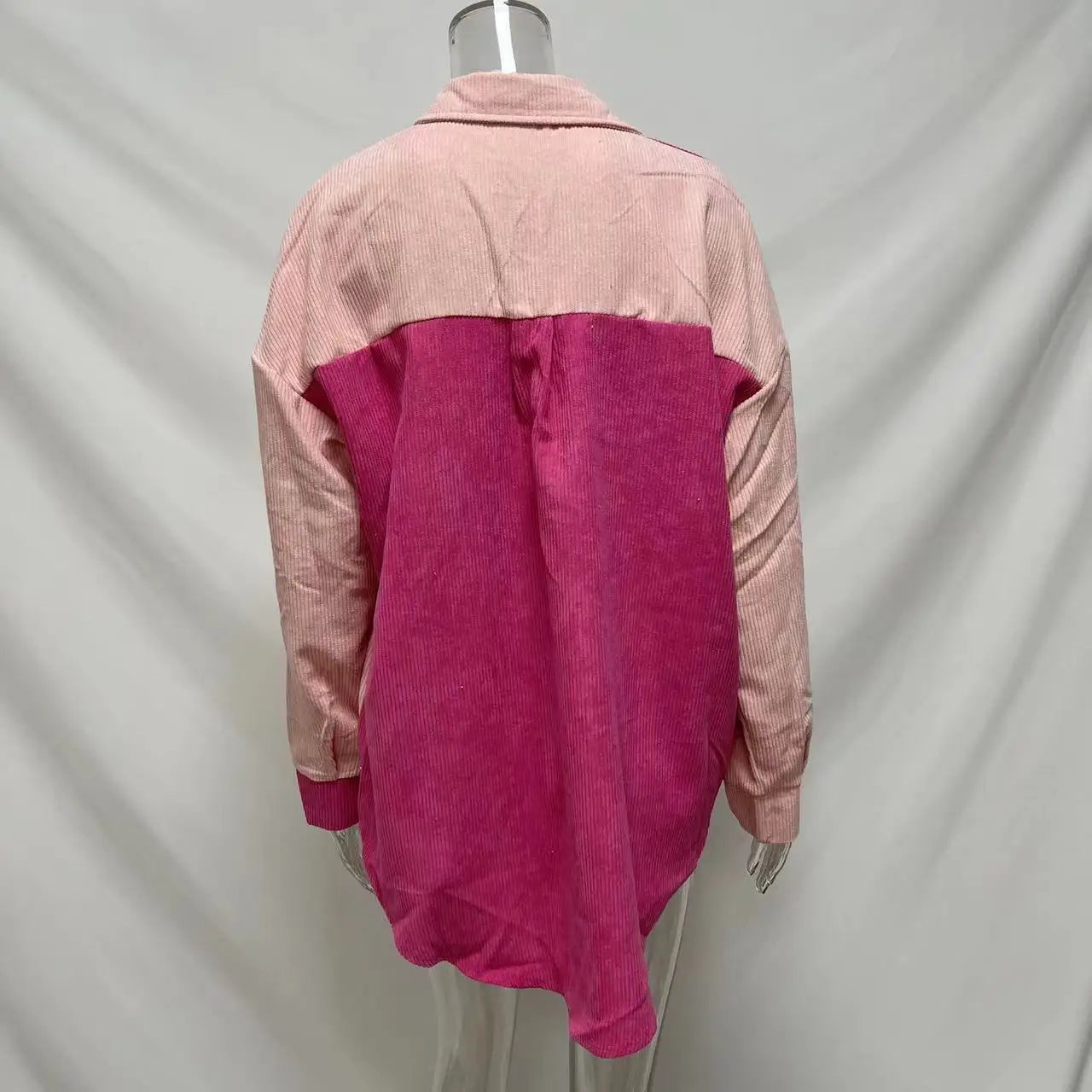 Color Block Drop Shoulder Jacket – Long Sleeve Single-Breasted Fall & Winter Coat