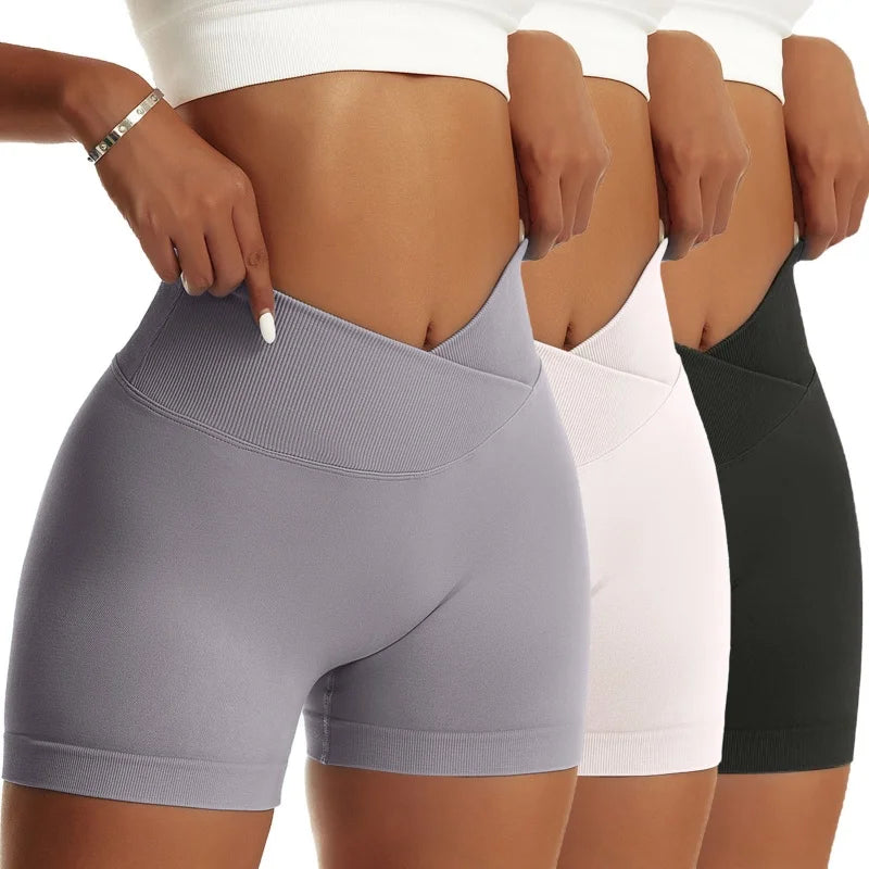 3-Pack Scrunch Butt Biker Shorts – High Waist Peach Hip Sports Set for Women