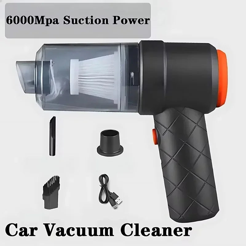 6000Pa Cordless Car Vacuum – 3-in-1 Handheld Cleaner with Blower & Suction