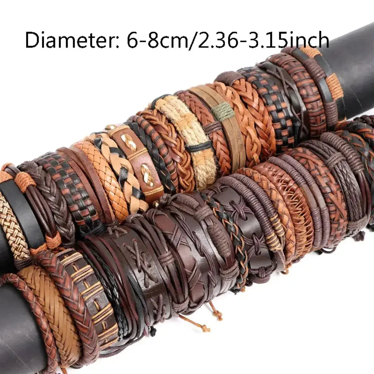 TribeMix – 10PCS Unisex Boho Leather & Rope Bracelet Set