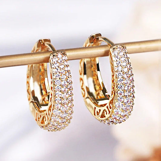 LumiHoops – Gold Hollow CZ Statement Hoop Earrings