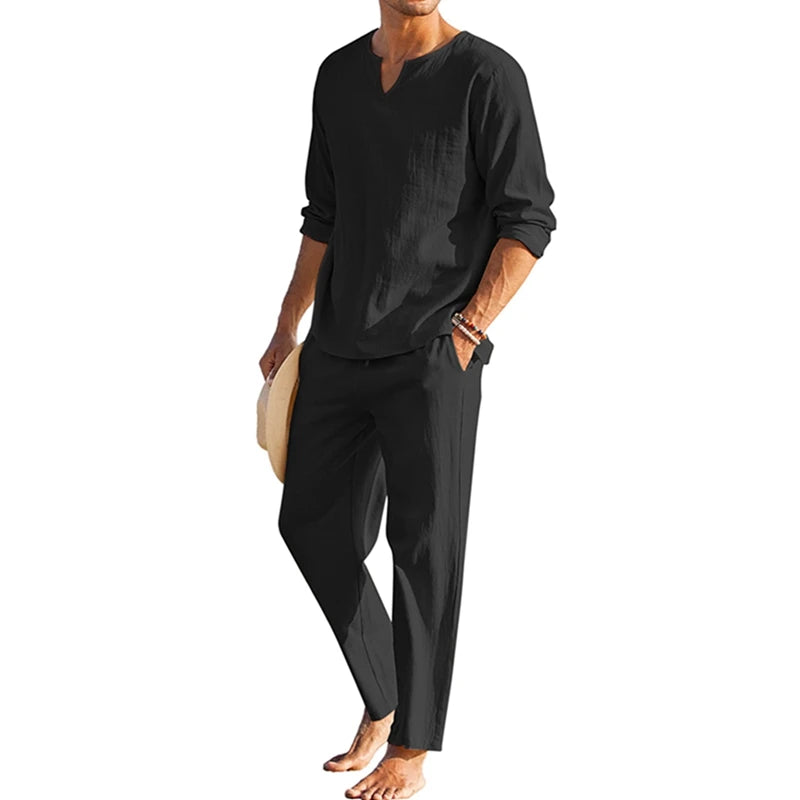 LinoSet – Men's 2-Piece Cotton Linen Loungewear