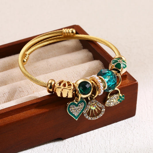 Fashion Stainless Steel Multi-Element Love Beaded Bracelet for Women